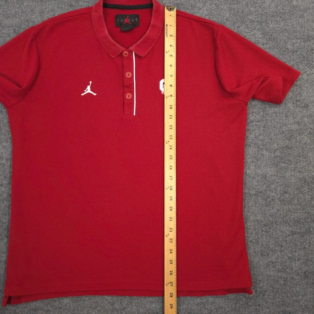 Jordan University of Oklahoma Sooners Polo Shirt Mens L Red Jumpman Collegiate